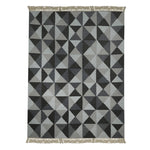 Beige, Grey and Dark Grey Geometric pattern, Hand-woven PEQURA Rug