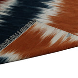 Orange, Blue and Red, Ikat Pattern, Rectangle PEQURA Rug