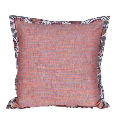 Ethnic Organe Plain Multi-Color Border Cushion Cover