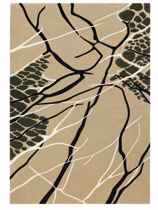 Pequra Premium Hand Tufted Wool Area Rug – Modern Abstract Organic Design in Beige & Olive