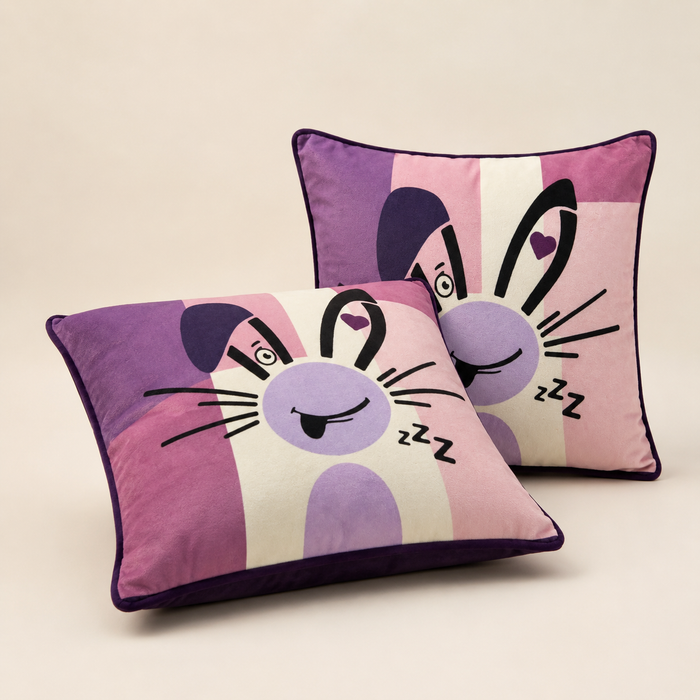Pack of 2 Cartoon Printed Cushion Covers – 16 × 16 Inches