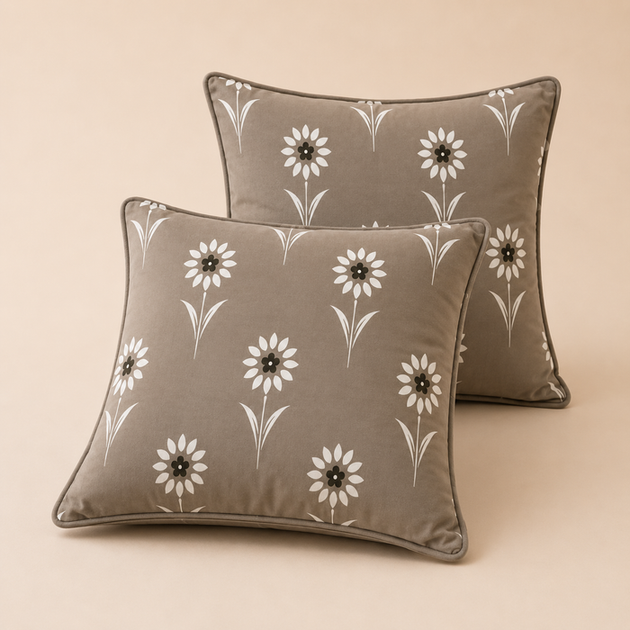 Pack of 2 Floral Printed Cushion Covers – 16 × 16 Inches
