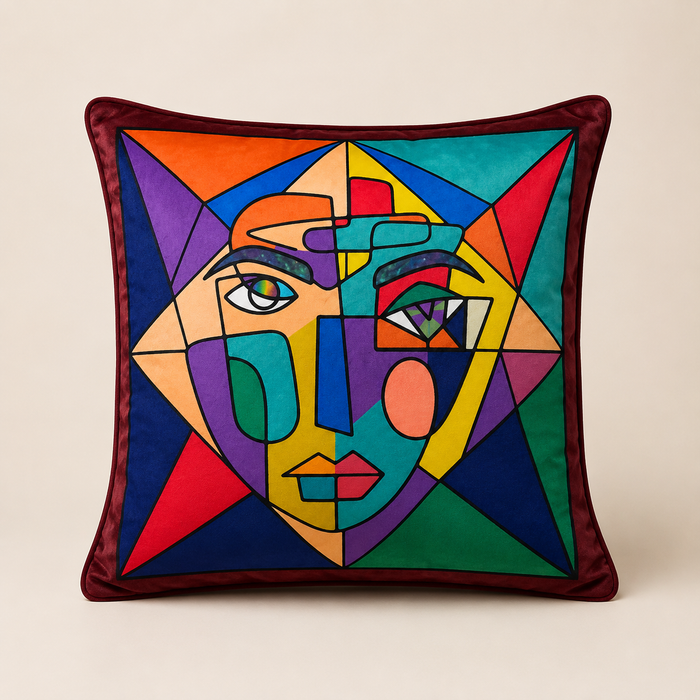 Pack of 2 Abstract Geometric Printed Cushion Covers – 16 × 16 Inches