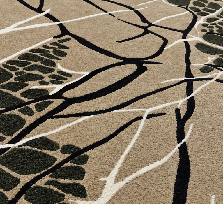 Pequra Premium Hand Tufted Wool Area Rug – Modern Abstract Organic Design in Beige & Olive