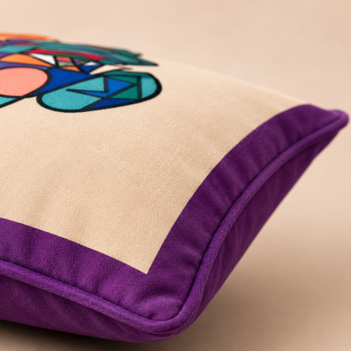 Pack of 2 Abstract Multicolour Face Printed Cushion Covers – 16 × 16 Inches