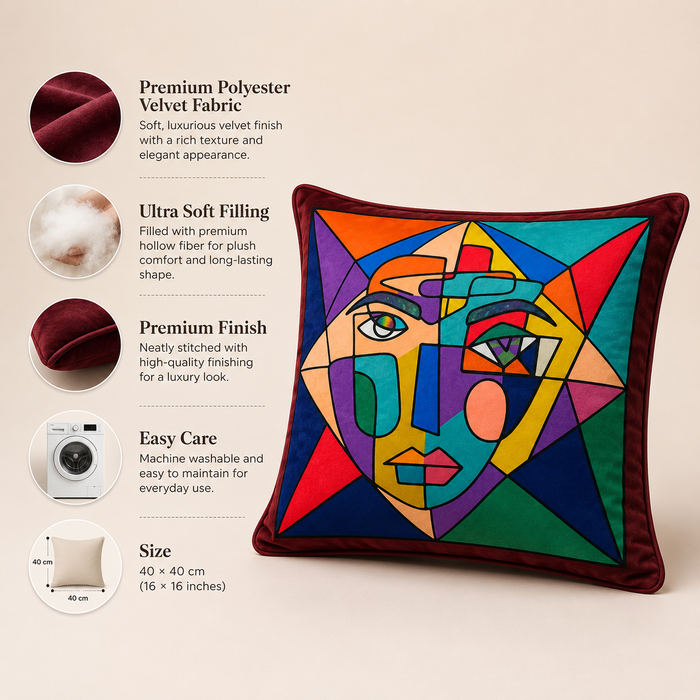Pack of 2 Abstract Geometric Printed Cushion Covers – 16 × 16 Inches