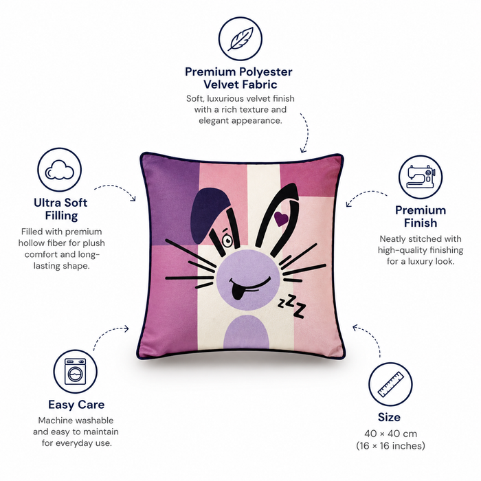 Pack of 2 Cartoon Printed Cushion Covers – 16 × 16 Inches