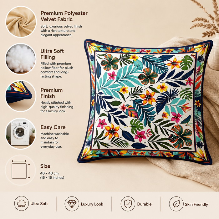 Pack of 2 Floral Printed Cushion Covers – 16 x 16 Inches