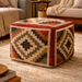 handwoven jute cube pouffe geometric pattern – Gandaki – Pequra