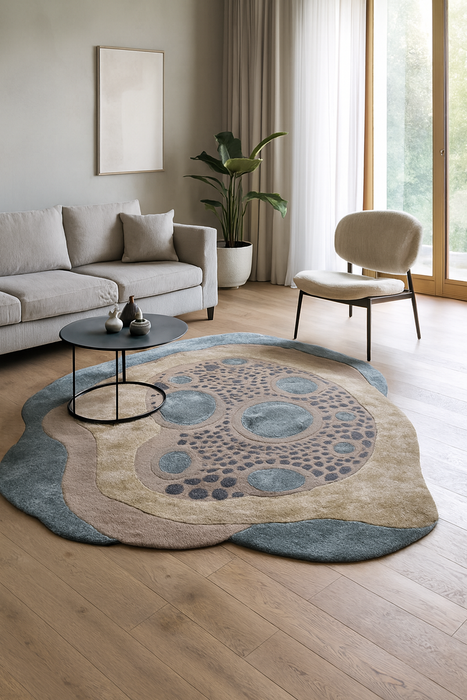 Pequra Abstract Organic-Shape Hand-Tufted Rug in Earthy Tones