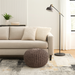 hand knitted beige round pouffe for living room – Pequra