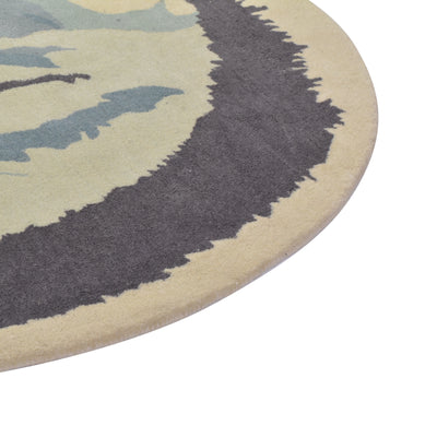 Pequra Designer Abstract Round Rug in Neutral Shades