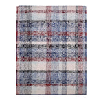 Pequra Handmade Patchwork Wool Rug – Handwoven Carpet in Blue, Red & Beige Tones