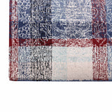 Pequra Handmade Patchwork Wool Rug – Handwoven Carpet in Blue, Red & Beige Tones