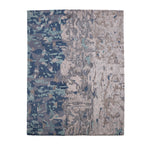 Pequra Handmade Abstract Wool Rug – Handwoven Blue & Beige Textured Carpet for Modern Interiors