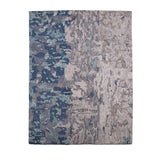 Pequra Handmade Abstract Wool Rug – Handwoven Blue & Beige Textured Carpet for Modern Interiors