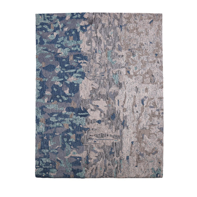 Pequra Handmade Abstract Wool Rug – Handwoven Blue & Beige Textured Carpet for Modern Interiors