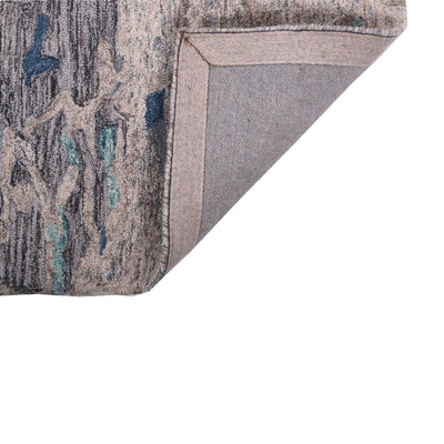 Pequra Handmade Abstract Wool Rug – Handwoven Blue & Beige Textured Carpet for Modern Interiors