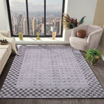Pequra Handmade Textured Wool Rug – Handwoven Grey Checkerboard Carpet for Modern Spaces