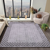 Pequra Handmade Textured Wool Rug – Handwoven Grey Checkerboard Carpet for Modern Spaces