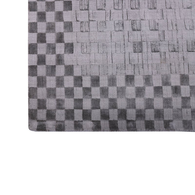 Pequra Handmade Textured Wool Rug – Handwoven Grey Checkerboard Carpet for Modern Spaces