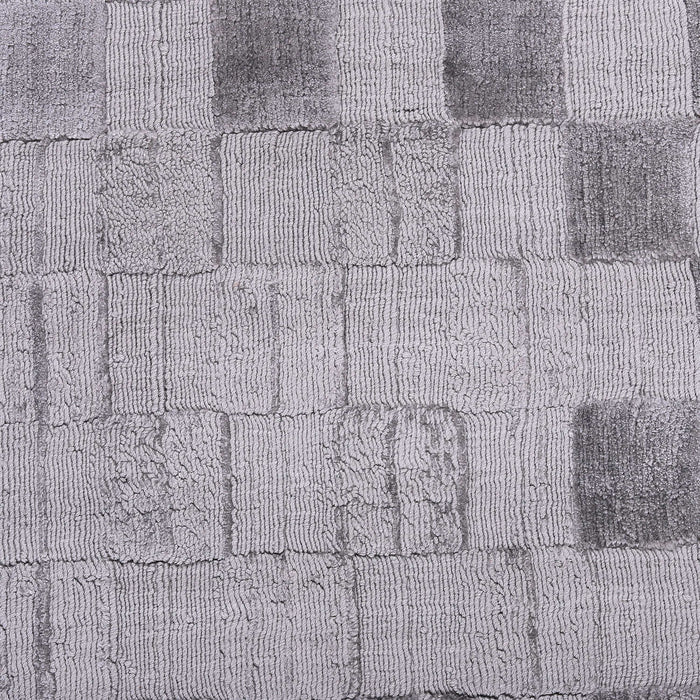 Pequra Handmade Textured Wool Rug – Handwoven Grey Checkerboard Carpet for Modern Spaces