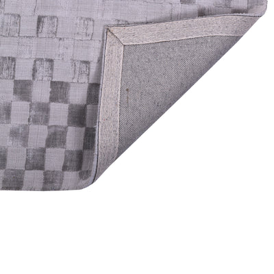 Pequra Handmade Textured Wool Rug – Handwoven Grey Checkerboard Carpet for Modern Spaces