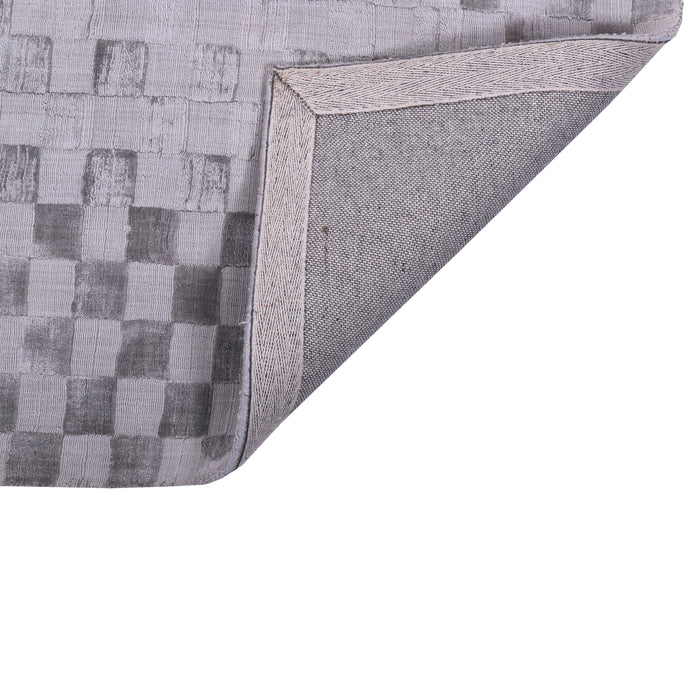 Pequra Handmade Textured Wool Rug – Handwoven Grey Checkerboard Carpet for Modern Spaces