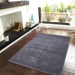 Handmade Charcoal Grey Area Rug – Modern Solid Wool Carpet for Living Room or Bedroom