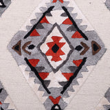 Pequra Handmade Luxury Geometric Diamond Pattern Rug – Red, Grey & White Wool Carpet