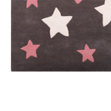Pequra Handmade Luxury Kids Rug – Pink & White Star Design on Grey Wool Base