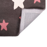 Pequra Handmade Luxury Kids Rug – Pink & White Star Design on Grey Wool Base
