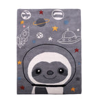 Pequra Handmade Luxury Kids Rug – Space Adventure Sloth Design in Grey Wool