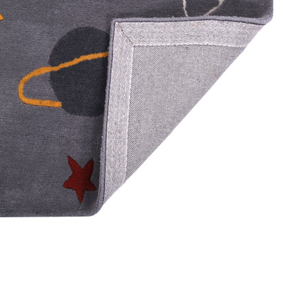 Pequra Handmade Luxury Kids Rug – Space Adventure Sloth Design in Grey Wool