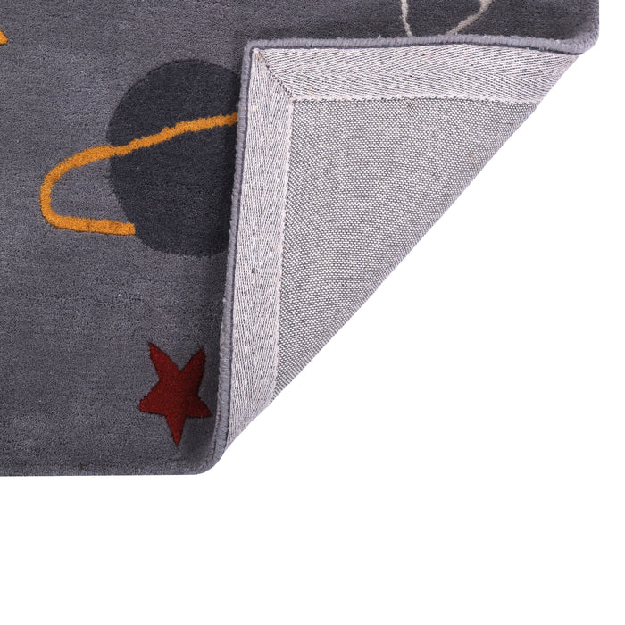 Pequra Handmade Luxury Kids Rug – Space Adventure Sloth Design in Grey Wool