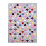 Pequra Handmade Luxury Kids Rug – Multicolor Polka Dot Design on Grey Wool Base