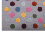 Pequra Handmade Luxury Kids Rug – Multicolor Polka Dot Design on Grey Wool Base