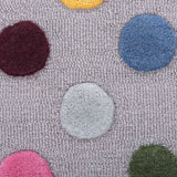 Pequra Handmade Luxury Kids Rug – Multicolor Polka Dot Design on Grey Wool Base