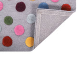 Pequra Handmade Luxury Kids Rug – Multicolor Polka Dot Design on Grey Wool Base