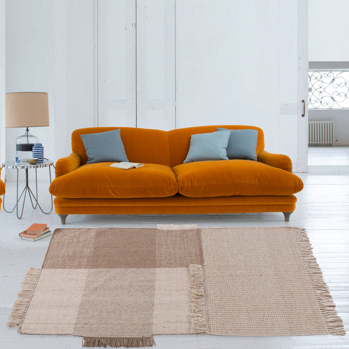 PEQURA Urban Check Rug – Handwoven Wool & Jute,Durable & Stylish
