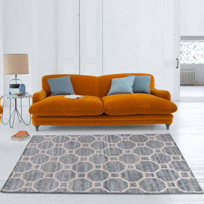 Pequra Serenity Hand Knotted Geometric Wool & Viscose Rug - Light Blue