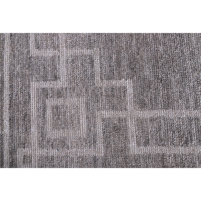 Pequra Elegance Hand Knotted Geometric Wool & Viscose Rug - Grey