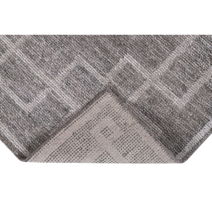 Pequra Elegance Hand Knotted Geometric Wool & Viscose Rug - Grey