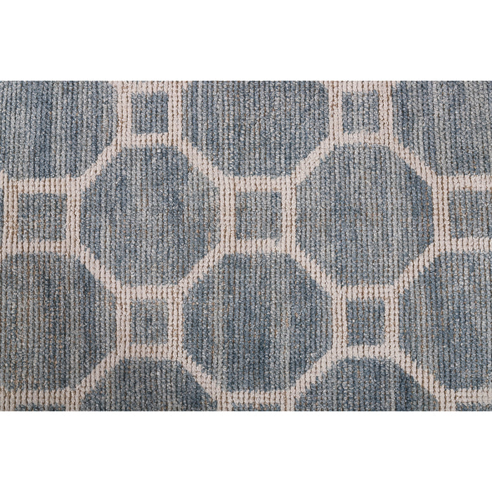 Pequra Serenity Hand Knotted Geometric Wool & Viscose Rug - Light Blue