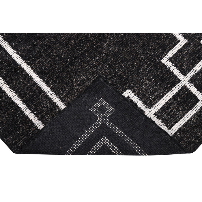Pequra Noir Elegance Hand Knotted Geometric Wool & Viscose Rug - Black