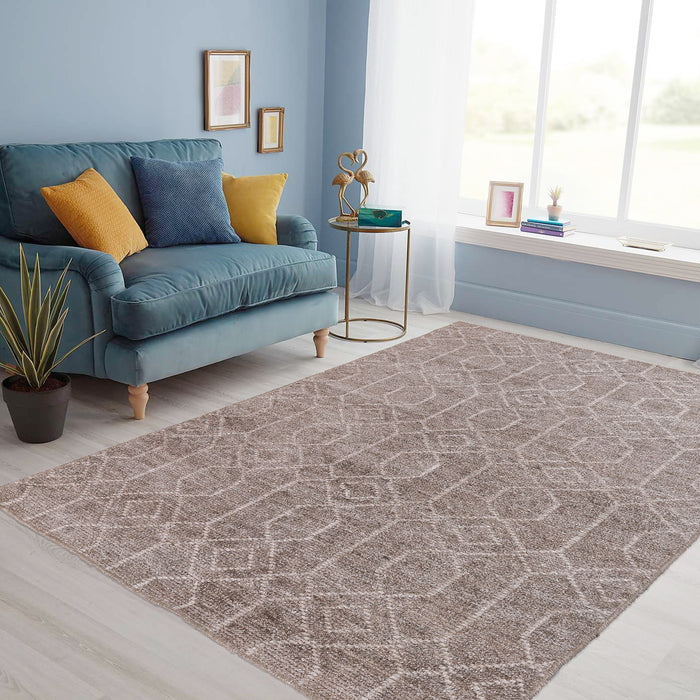 Pequra Harmony Hand Knotted Geometric Wool & Viscose Rug - Brown