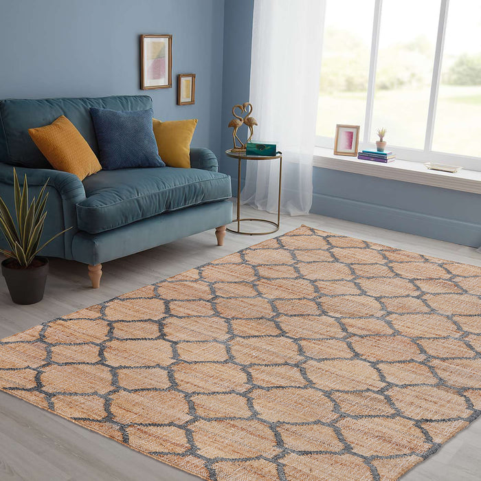 Pequra Modern Geometry Handwoven Jute and Wool Rug