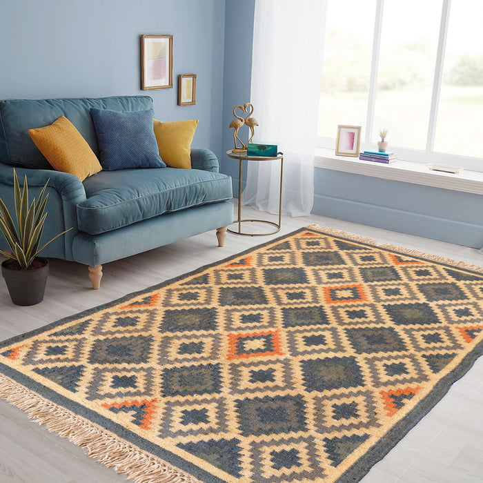 Pequra Handmade and crafted Kilim Jute Rug - Multi color carpets and rugs