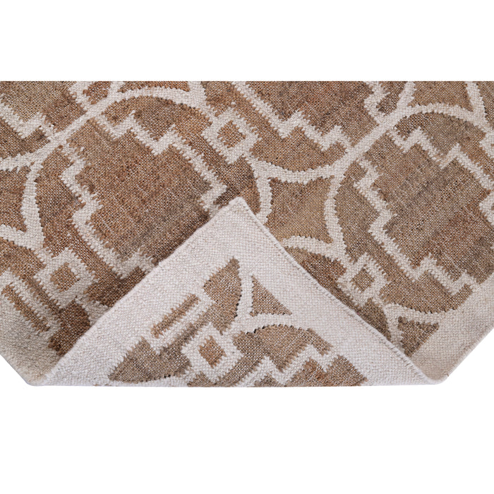 PEQURA 100% Jute Kilim Rug – Beige & White Handwoven Geometric Carpet