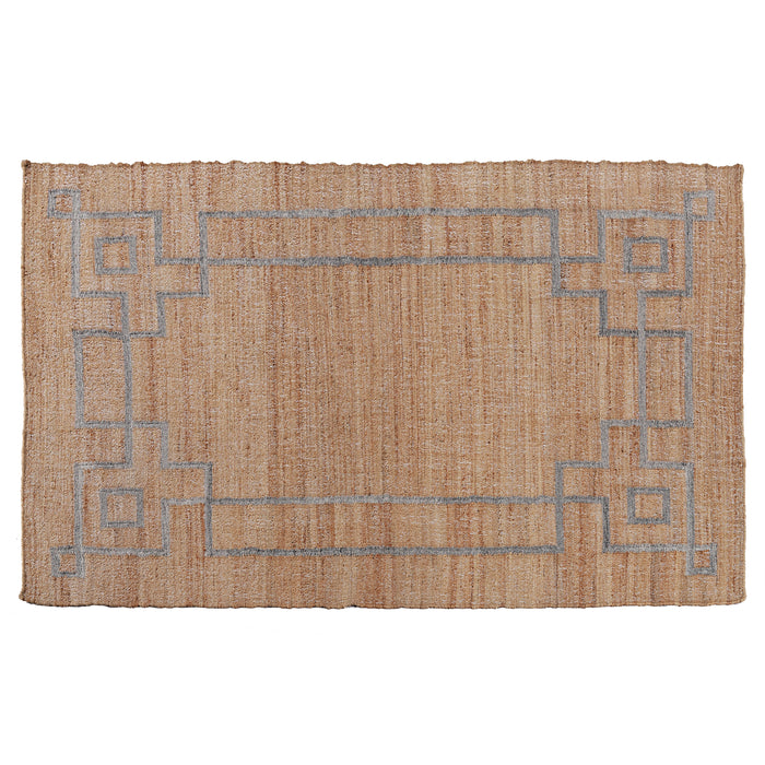 Handwoven 100% Jute Kilim Rug – Black & White Geometric